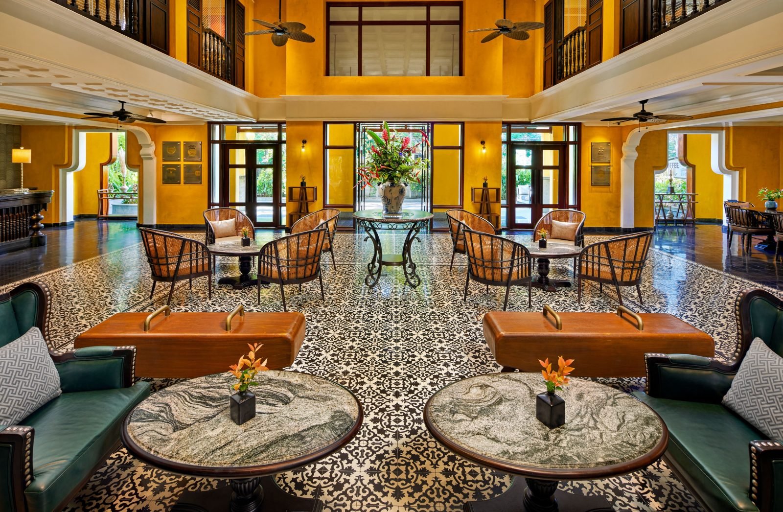 Colonial-style hotel lobby